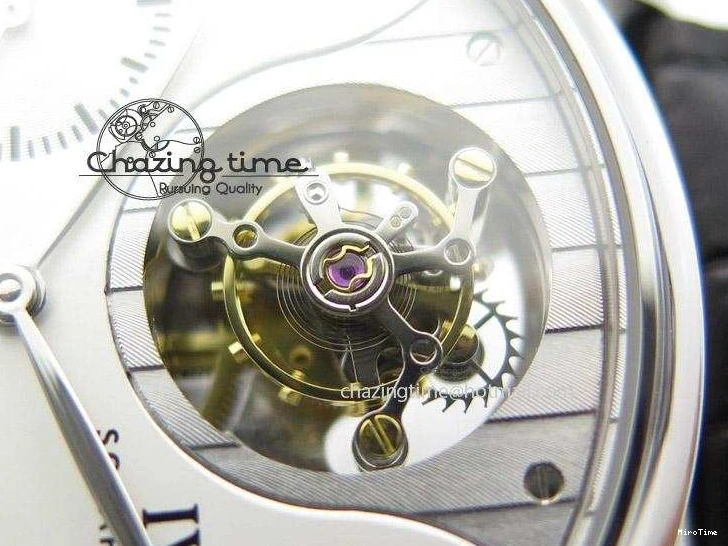 MIROTIME 0601 Breathable Portuguese Tourbillon Mystere SS TF Best Edition White Dial on Black Croc Leather Strap 7384